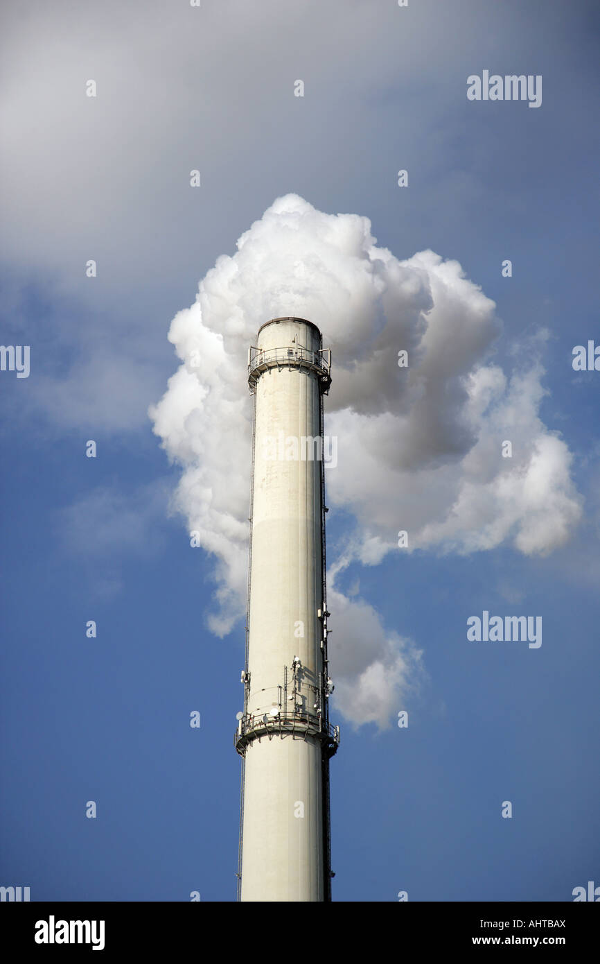 Pollution from smoking chimney, Lower Saxony - Germany Stock Photo