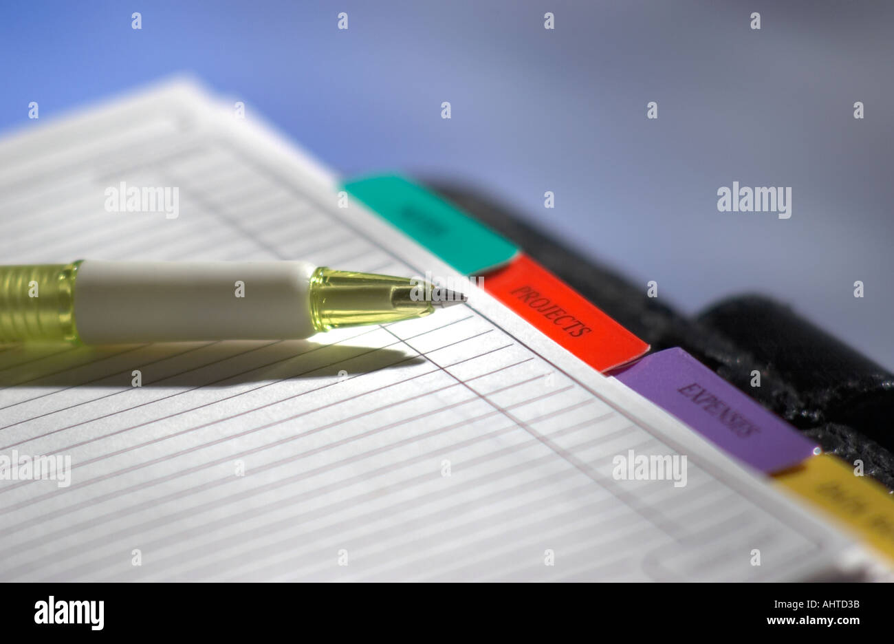 coloured pen on filofax organiser Stock Photo
