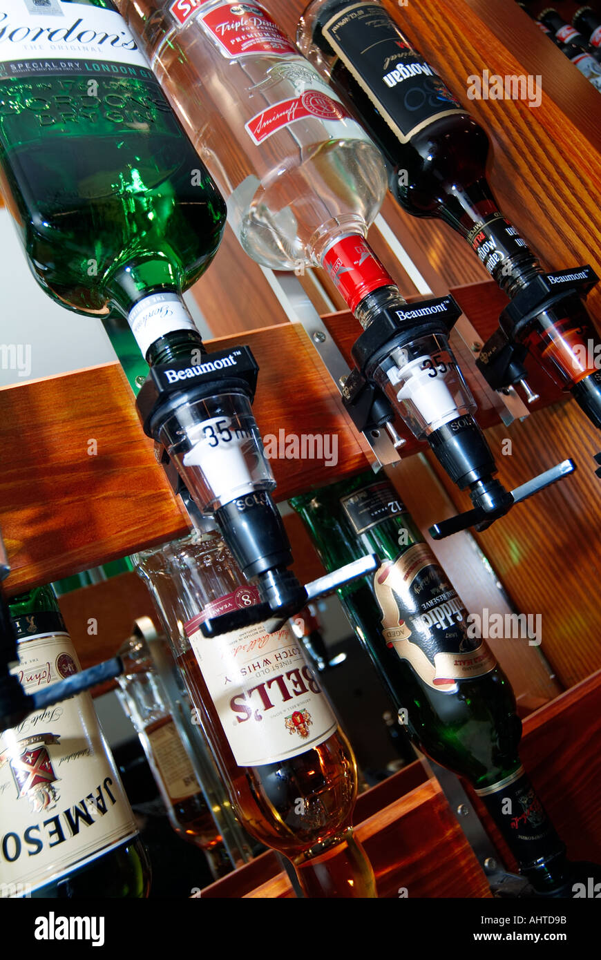 bottle optics back bar Stock Photo Alamy