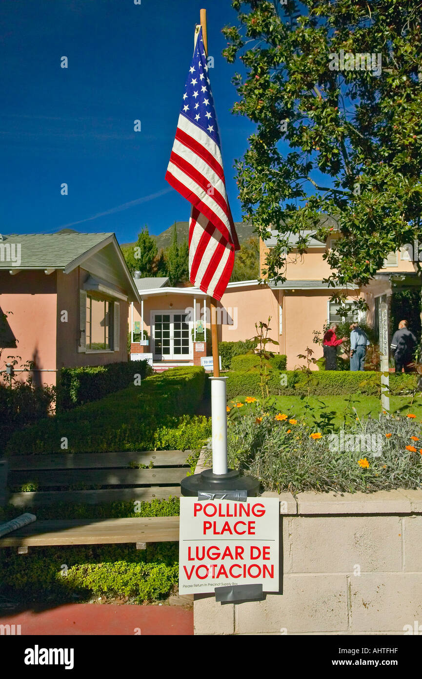Exterior entrance to a polling place CA Stock Photo Alamy