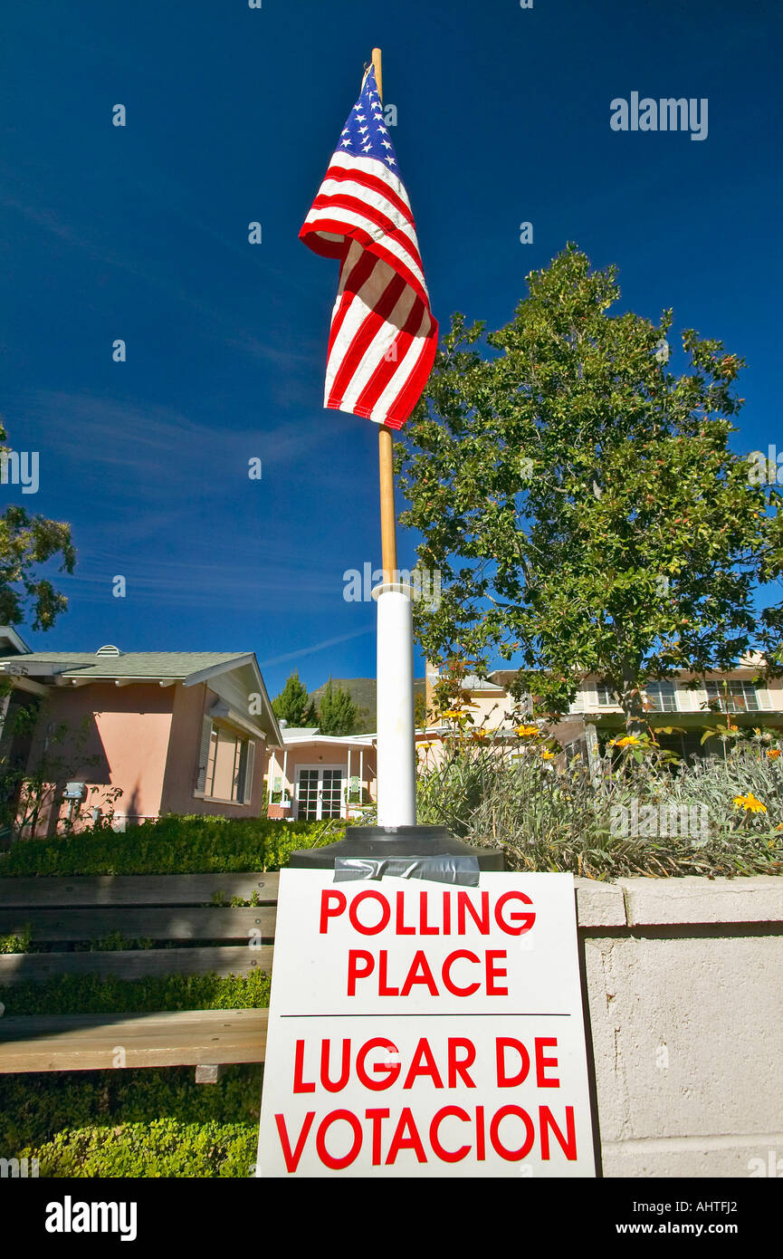 Exterior entrance to a polling place CA Stock Photo Alamy