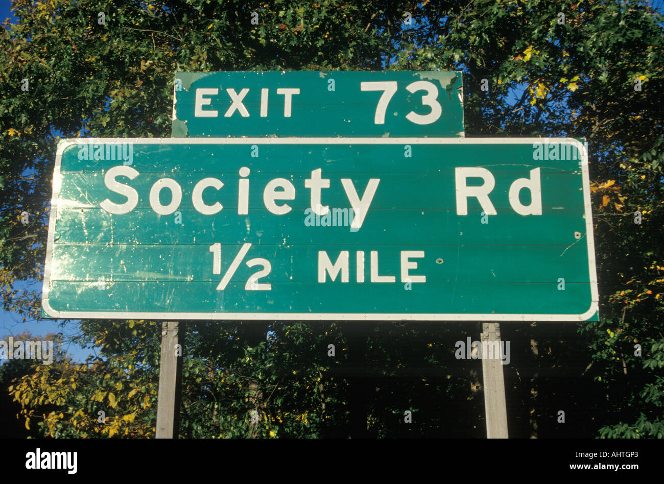 A sign for Society Road Stock Photo