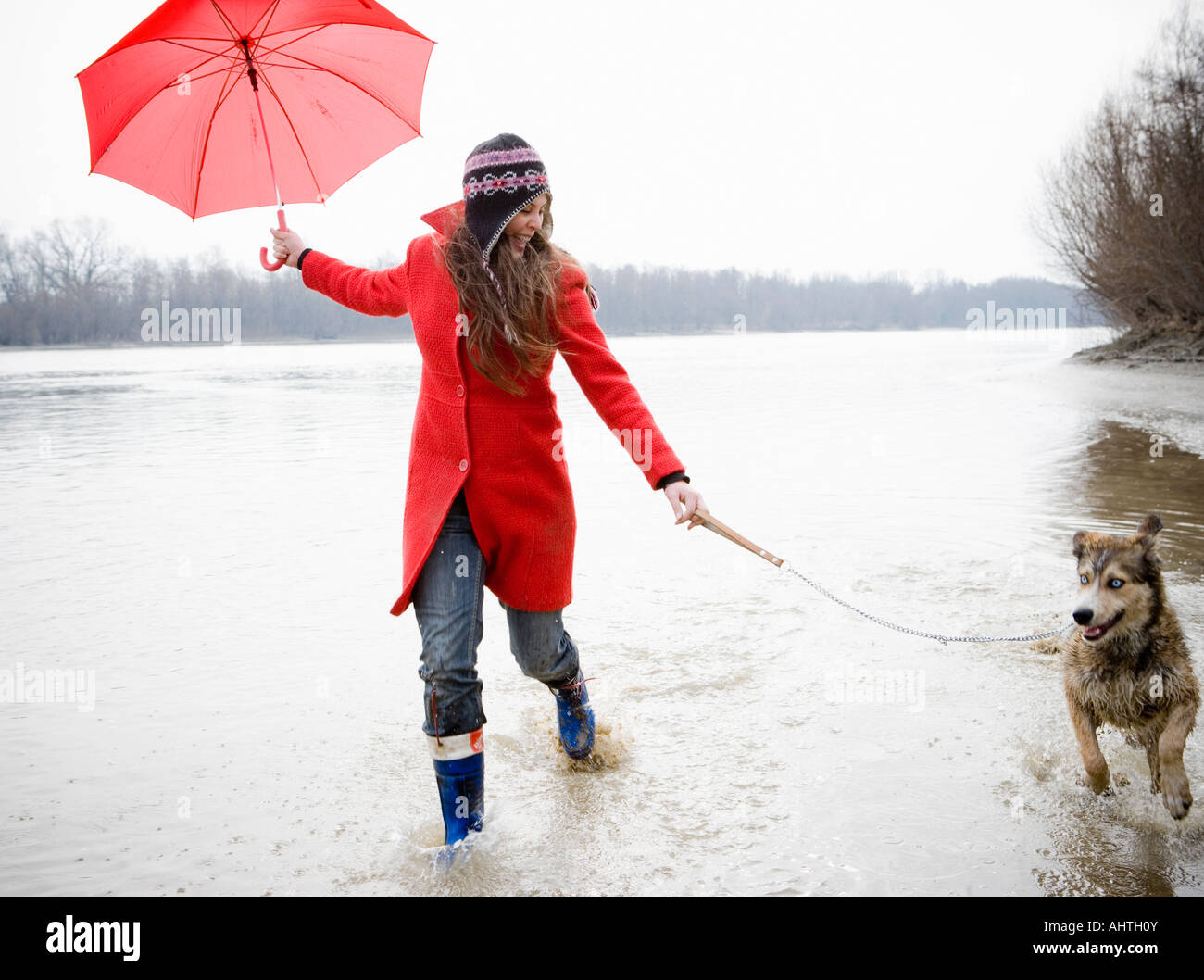 Dog clearance holding umbrella