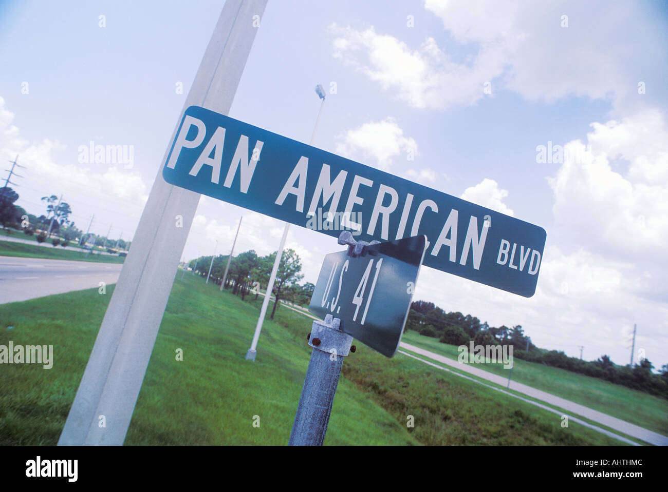 A sign that reads Pan American Stock Photo