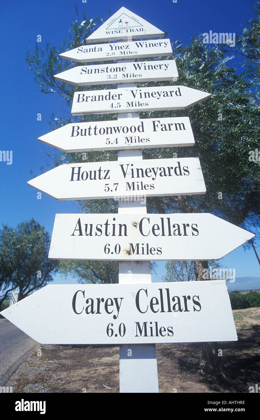 Miscellaneous distance signs in the wine country California Stock Photo ...
