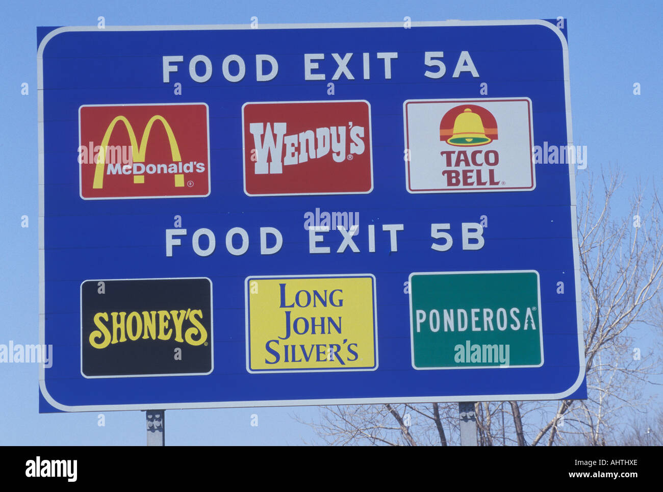 A food exit sign Stock Photo