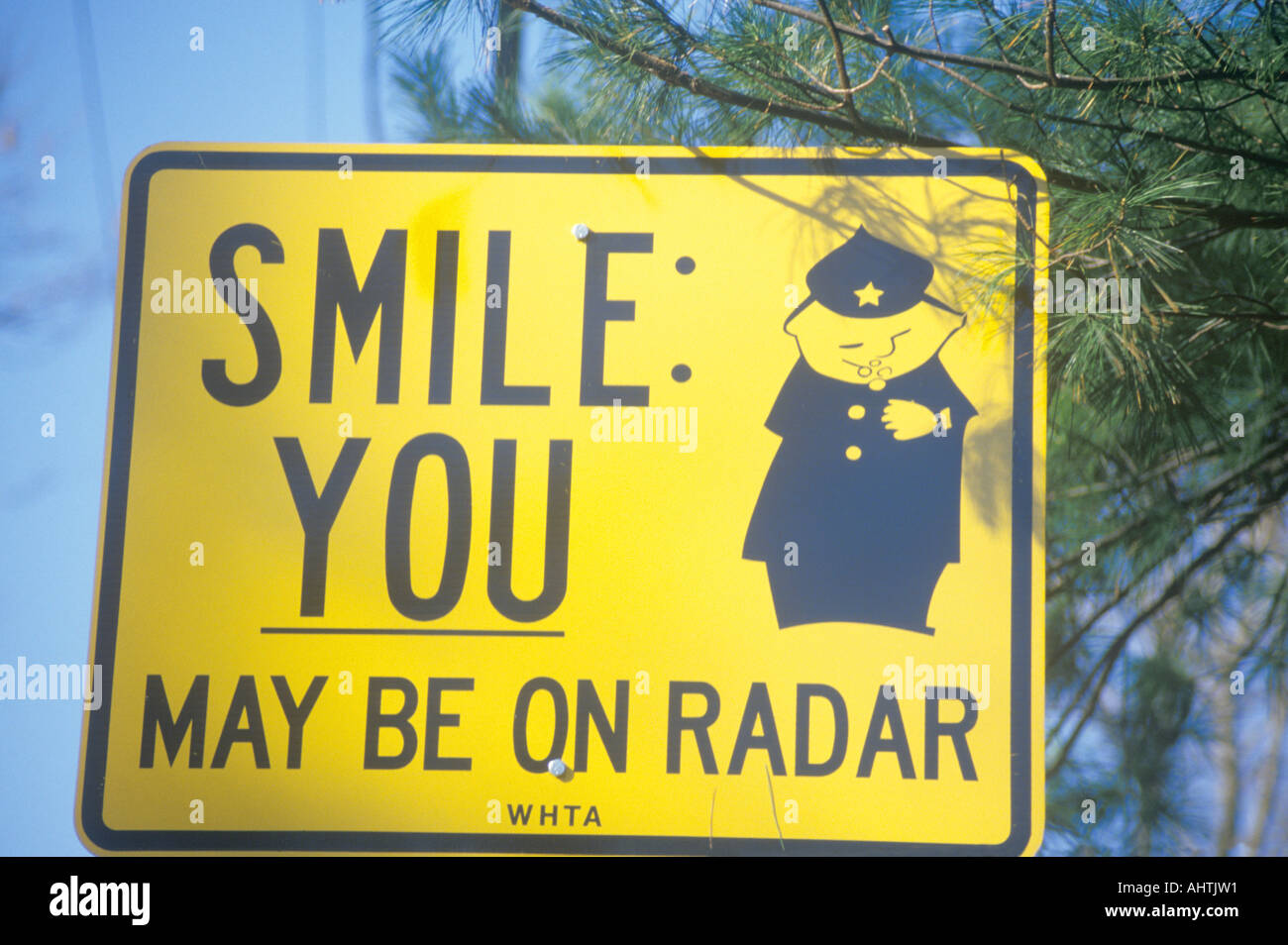A sign that reads Smile you may be on radar Stock Photo - Alamy