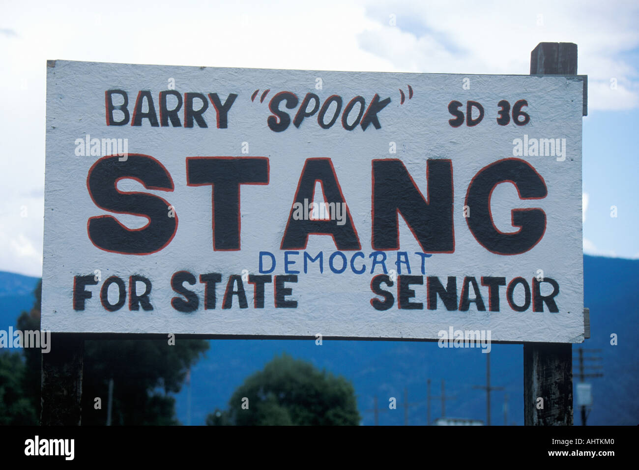 A sign that reads Barry Spook Stang for State Senator Stock Photo