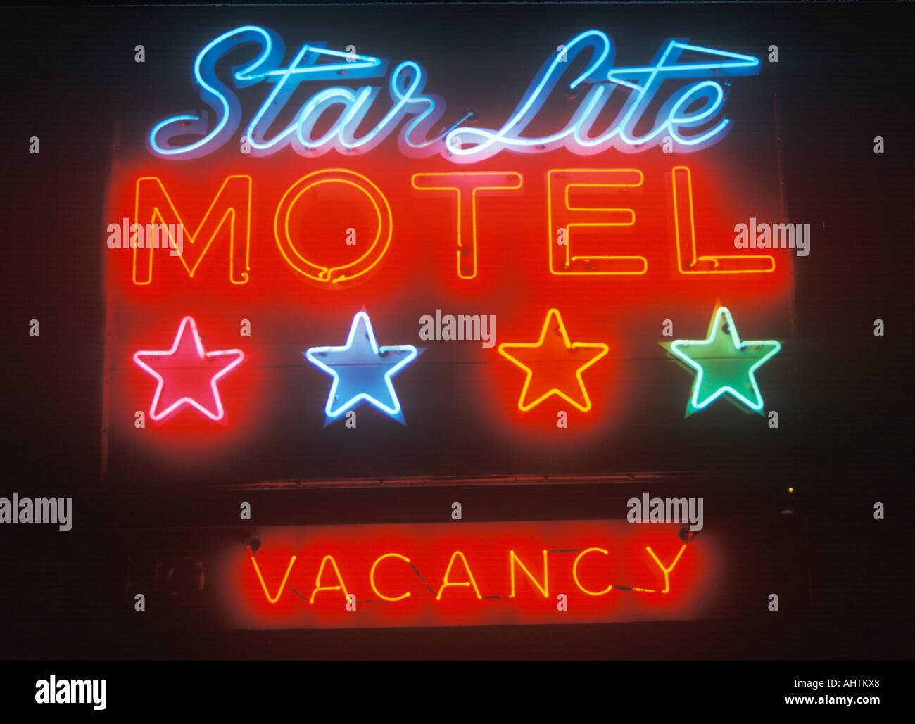 Neon sign Star Lite Motel in the Catskills NY Stock Photo
