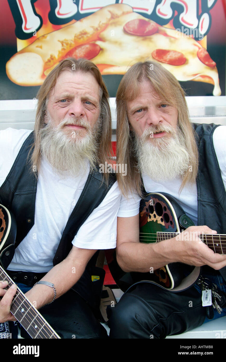 Twins Convention at Twinsburg Ohio gray beard brothers Stock Photo
