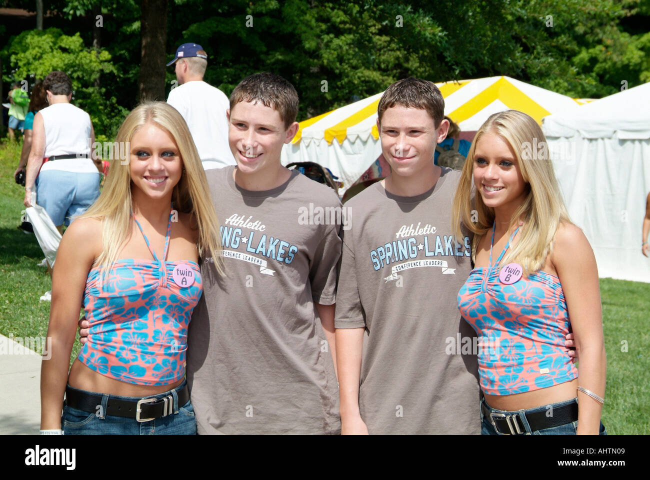 Twins boys and girls at a twin Convention at Twinsburg Ohio Stock Photo