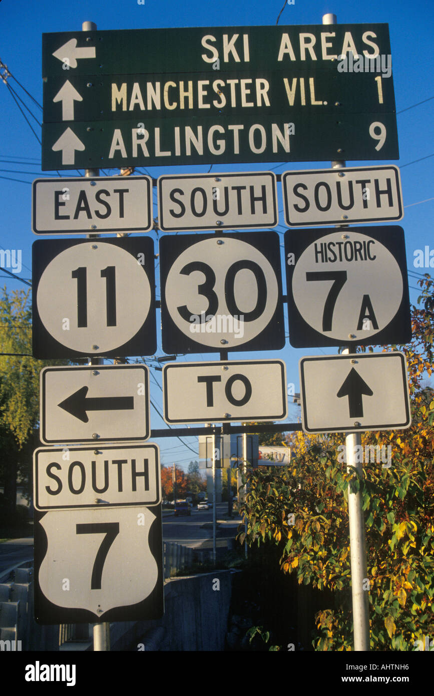 Miscellaneous road signs in Vermont Stock Photo Alamy