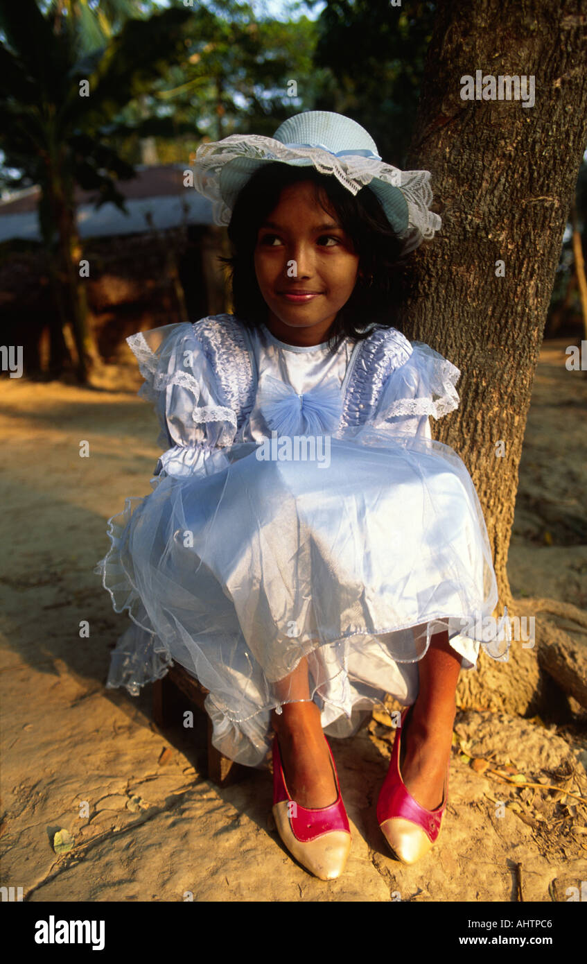 Young Christian Bangladeshi girl in her Sunday best clothes