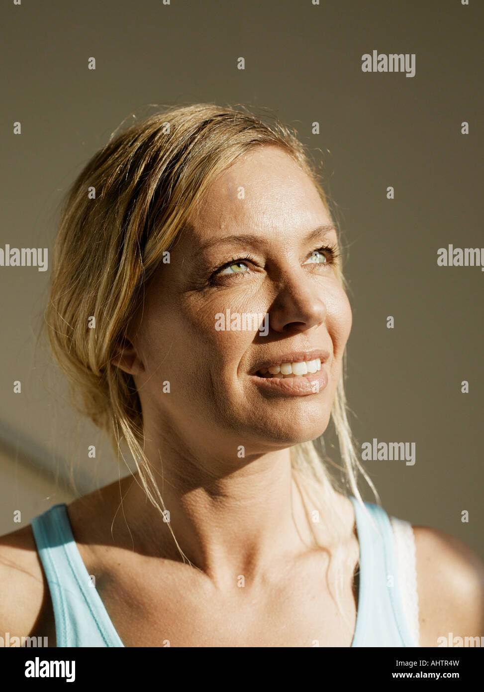 Woman, smiling, close-up Stock Photo