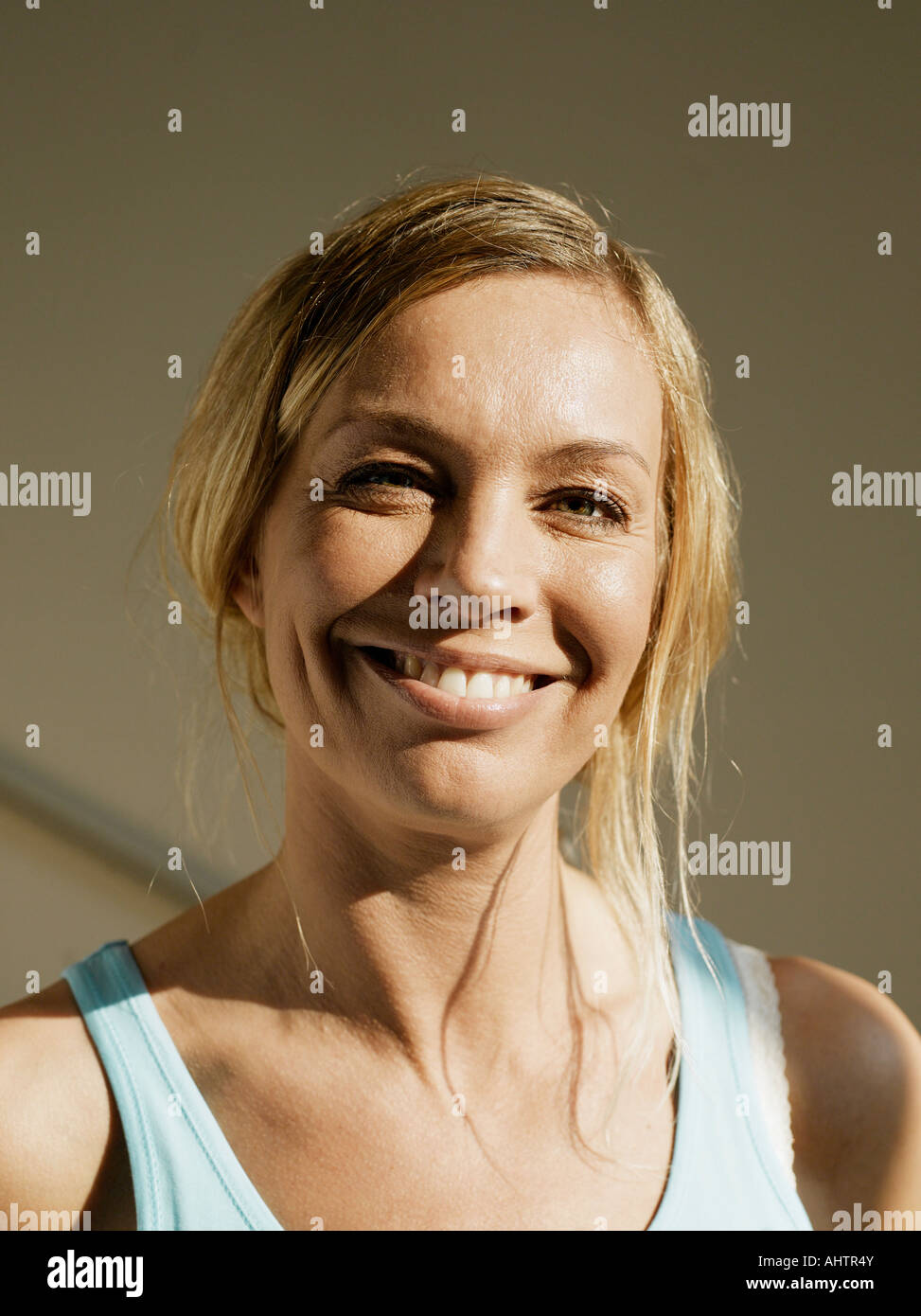 Woman, smiling, portrait, close-up Stock Photo