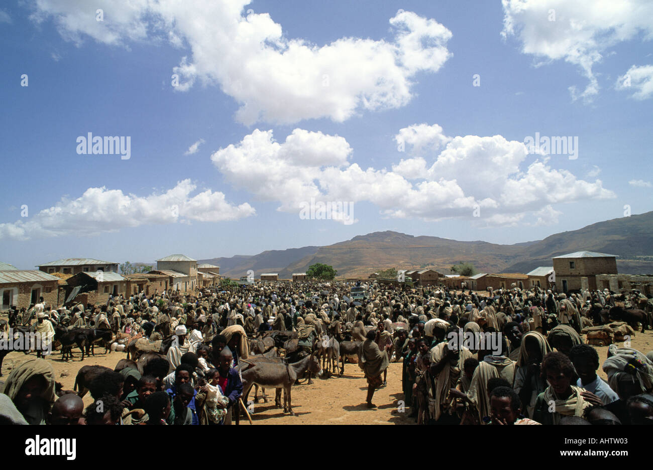 Weekly small town market. Samre, Tigray, Ethiopia Stock Photo