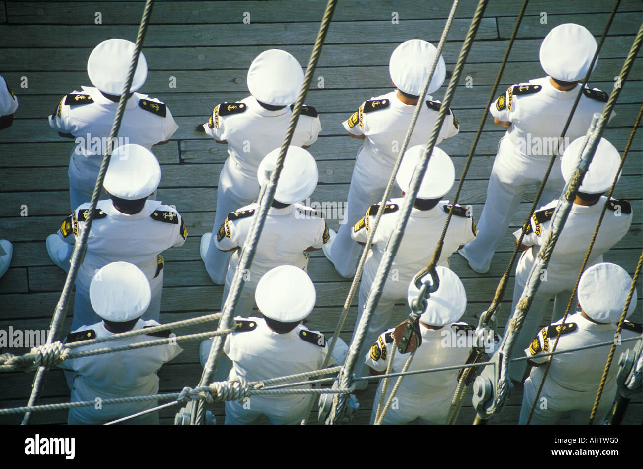 Mexican Naval Officers on Tall Ship New York City New York Stock Photo