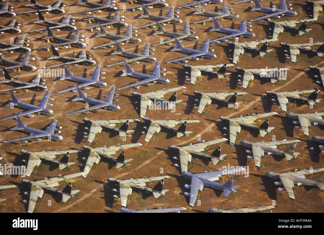 A Field of B 52 Aircraft Davis Montham Air Force Base Tucson Arizona Stock Photo