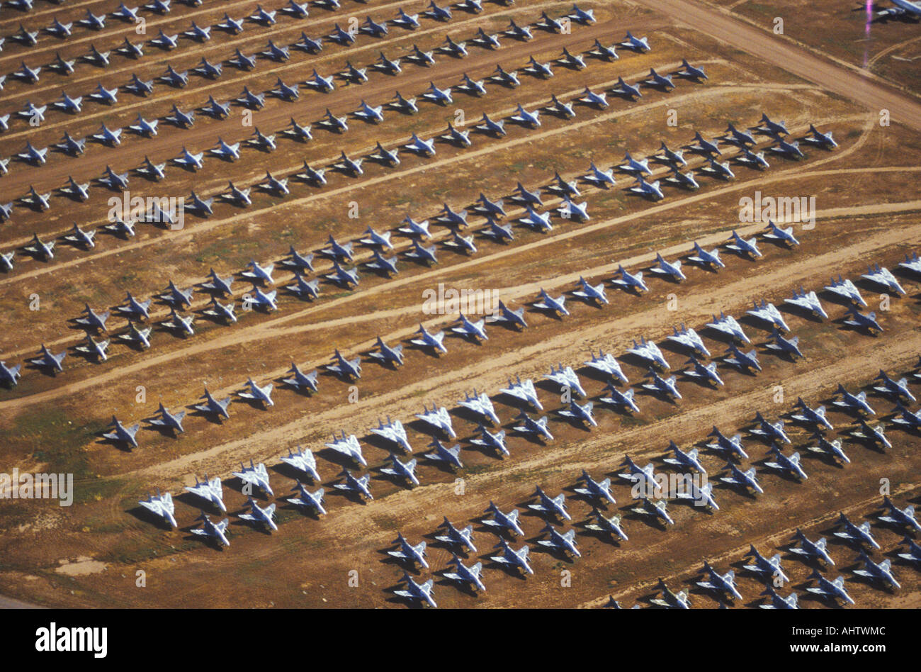 Rows of F 4 Military Aircraft Davis Montham Air Force Base Tucson Arizona Stock Photo