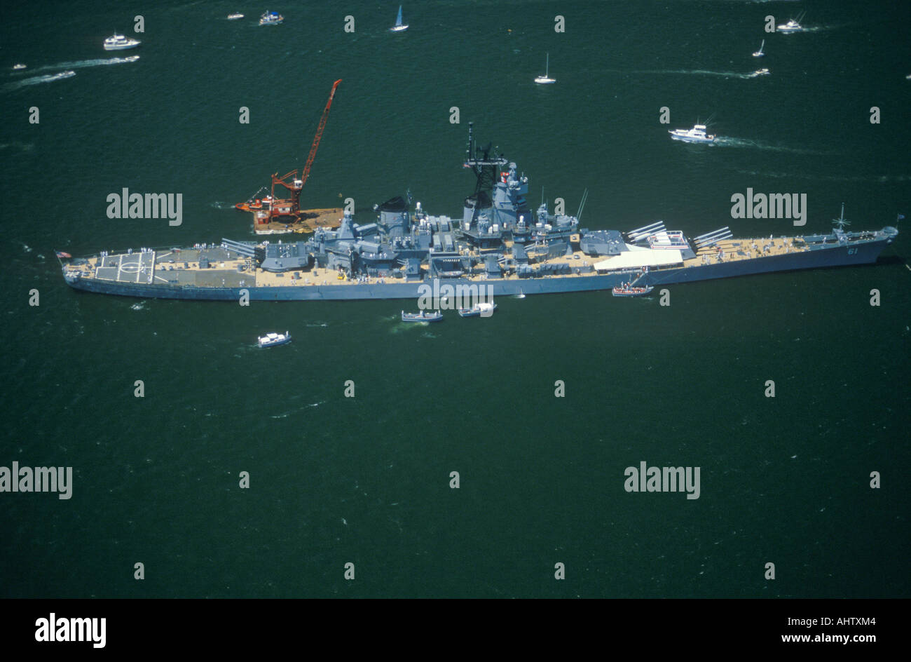 War Ship in New York Harbor New York City New York July 4 1986 Stock