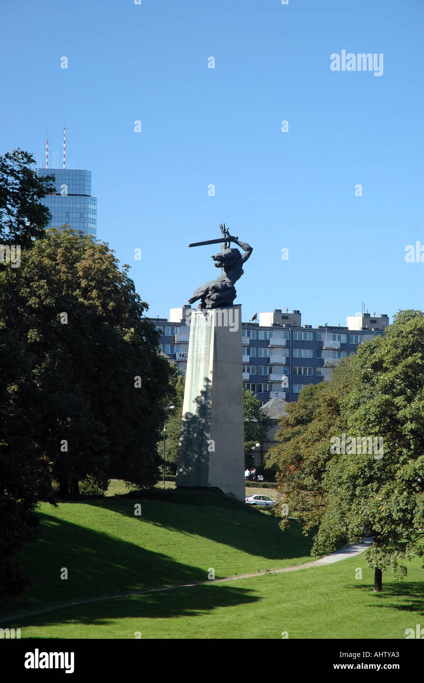 Nike Statue in Warsaw, Poland Stock Photo