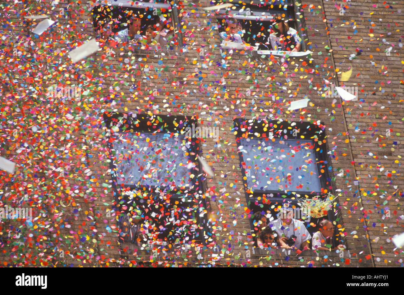 Confetti Falling From Building Ticker Tape Parade New York City New