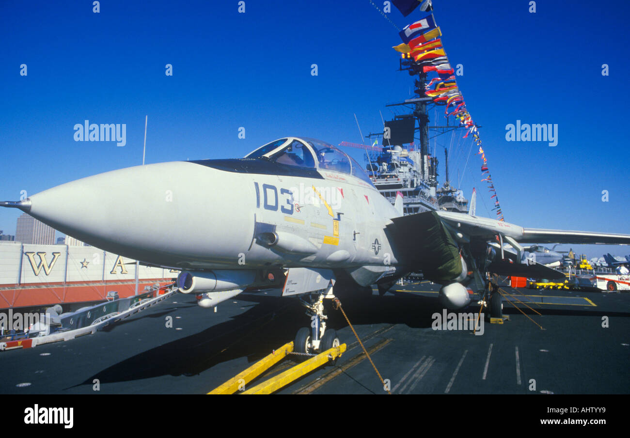 Jet Aircraft on the USS Forrestal Aircraft Carrier New Orleans Louisiana Stock Photo