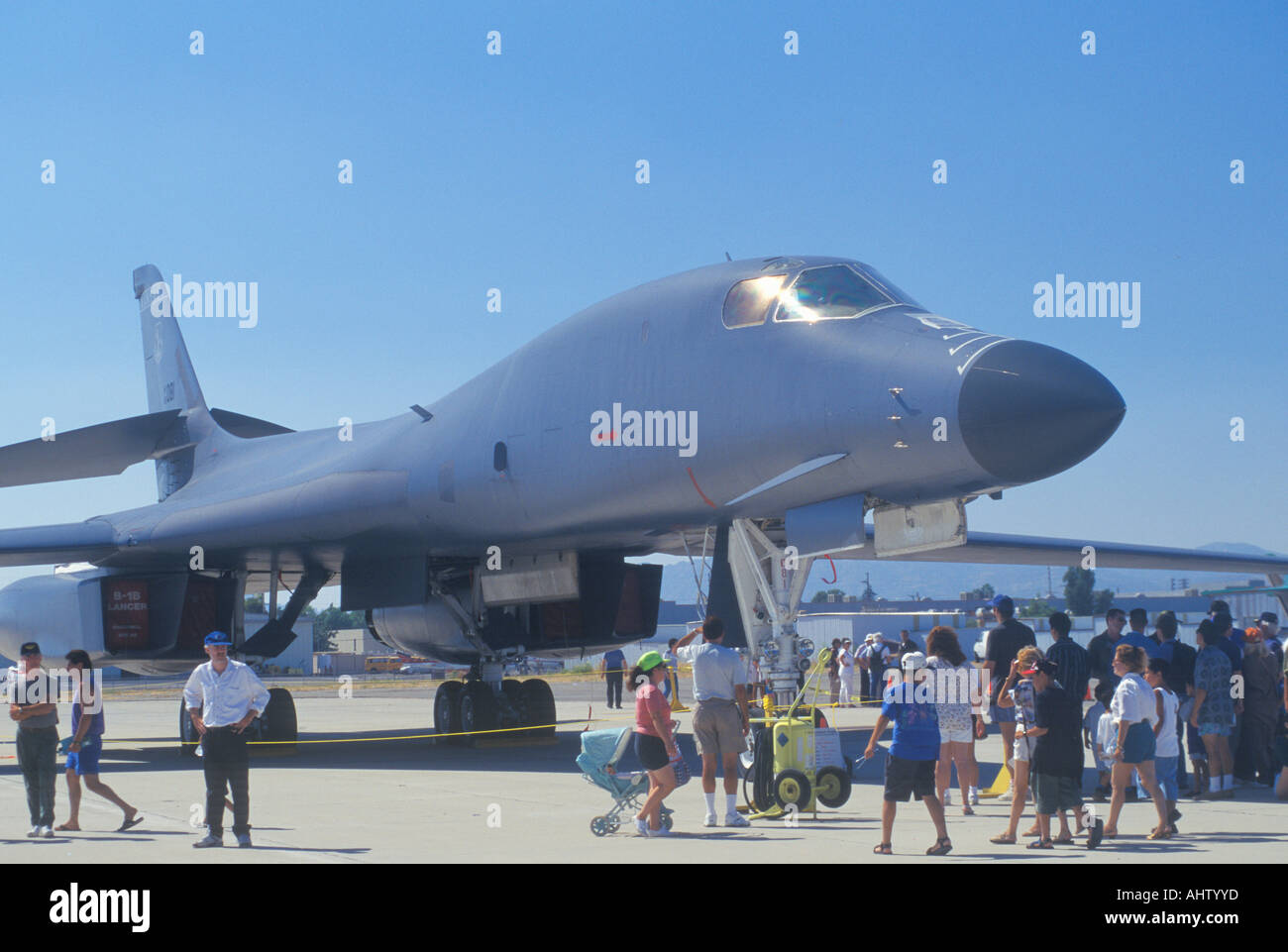 Visitors Viewing B1 B Stealth Bomber Van Nuys Air Show California Stock Photo