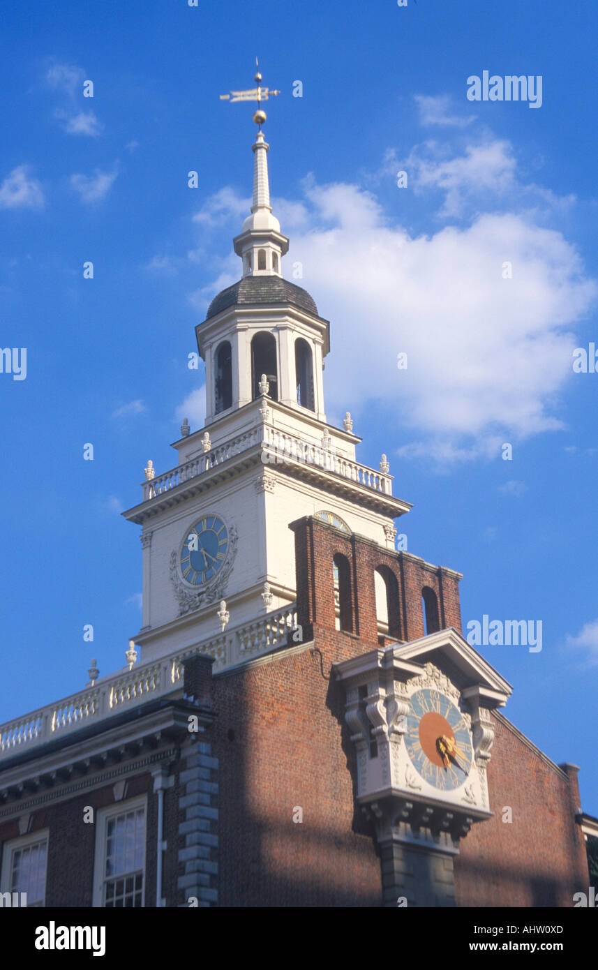 Tower and Clock of Independence Hall Philadelphia Pennsylvania Stock