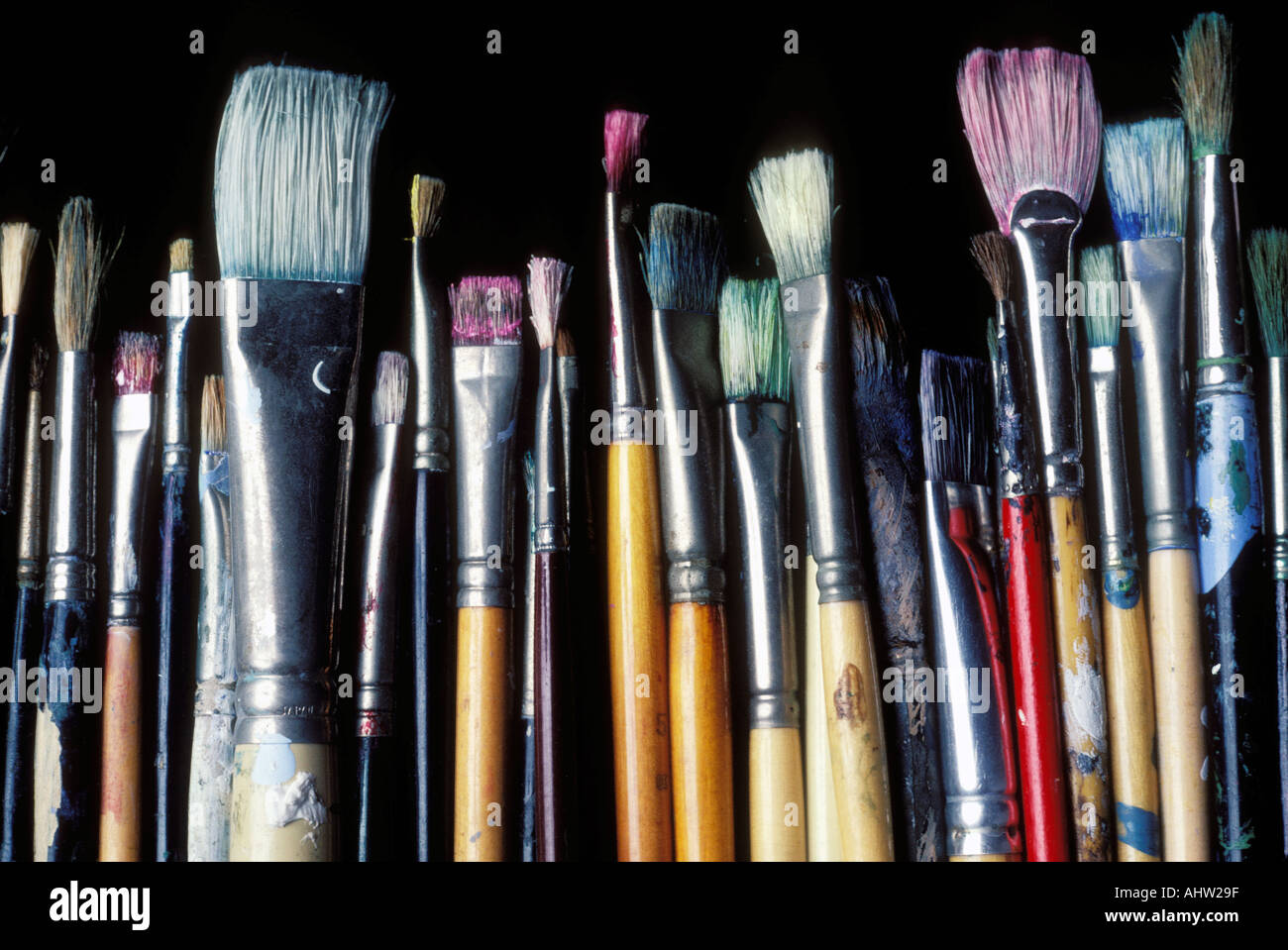 Assorted different types of artist paint brushes Stock Photo Alamy