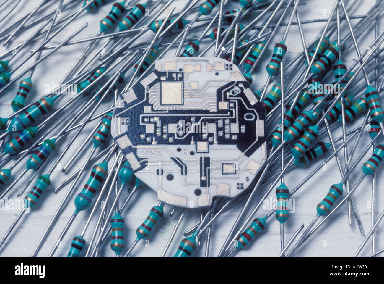resistors and mini circuit board Stock Photo Alamy