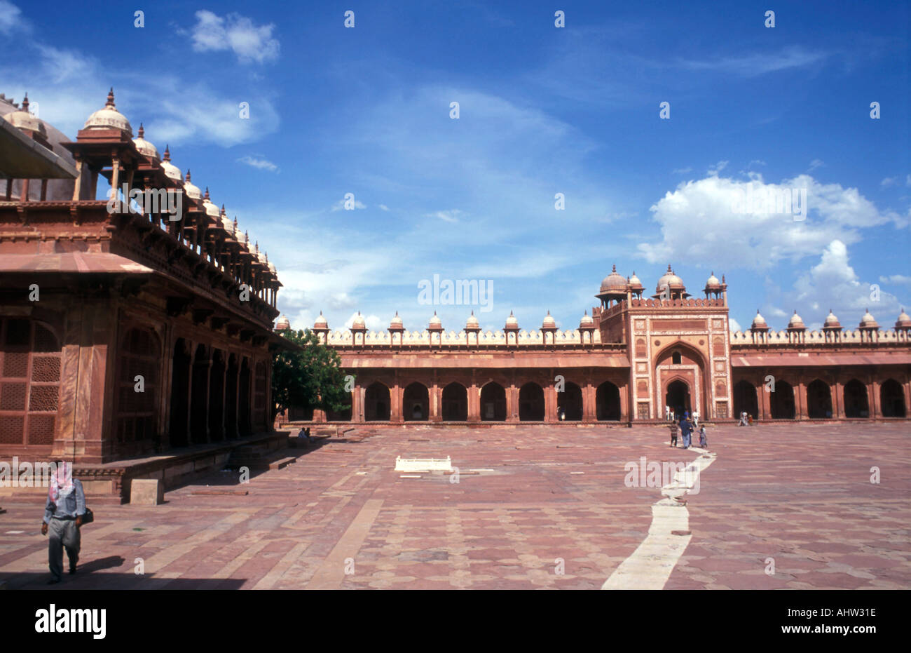 The courtyard Diwan Khana I Am Akbar of Fatehpur Sikri Palace in India. Stock Photo