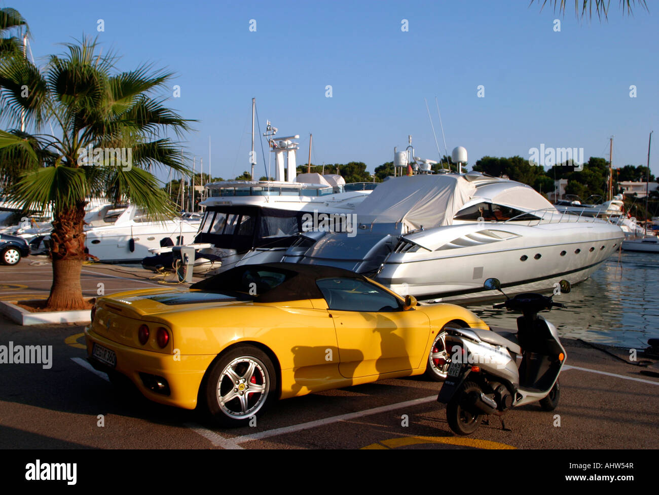 Sport Car in Cala de Oro, Mallorca, Balearic Islands, Spain Stock Photo