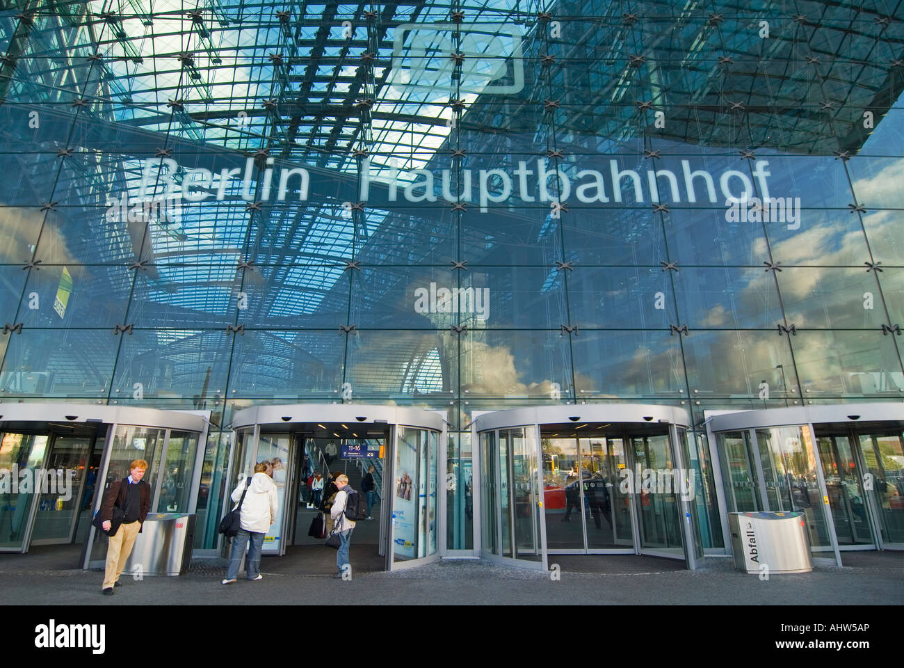 Horizontal wide angle of the modern glass front entrance of Berlin Hauptbahnhof 'Berlin Central Station'. Stock Photo