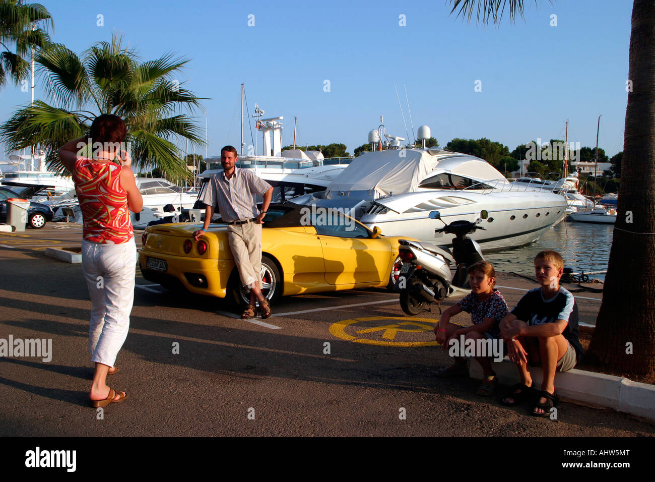 Sport Car in Cala de Oro, Mallorca, Balearic Islands, Spain Stock Photo