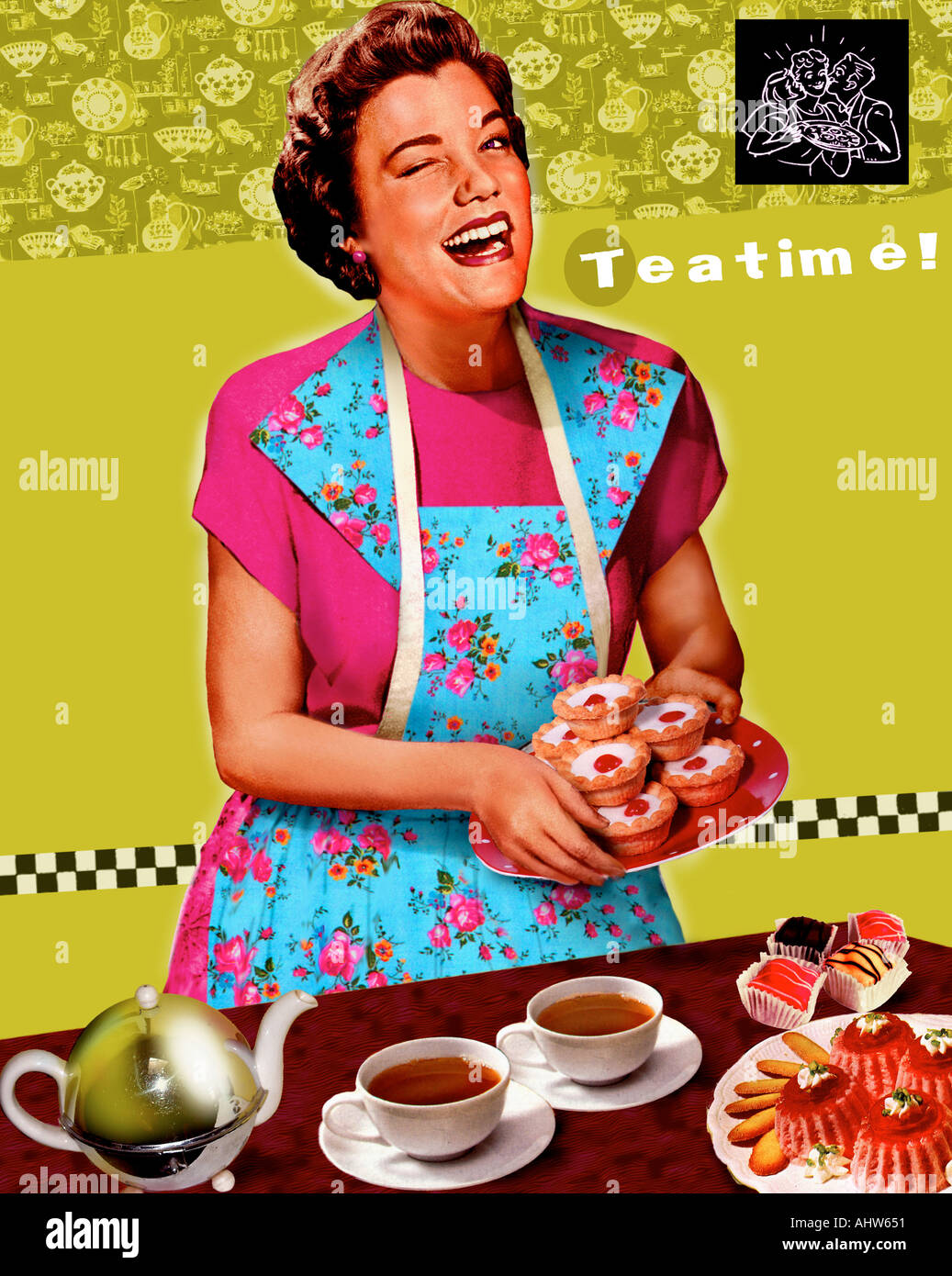 housewife Teatime Stock Photo