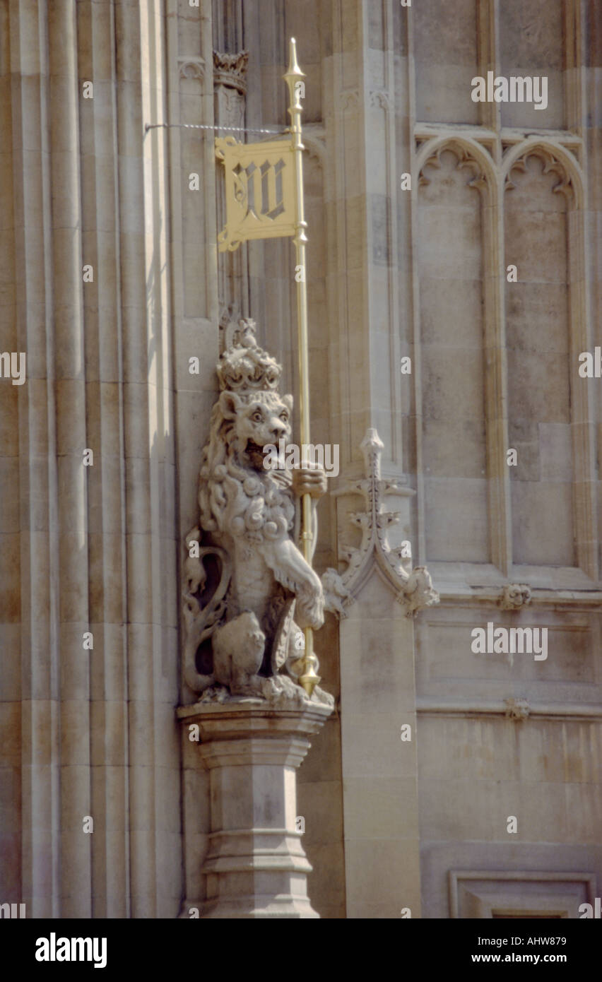 Statue lion royal outside Britains parliament Stock Photo
