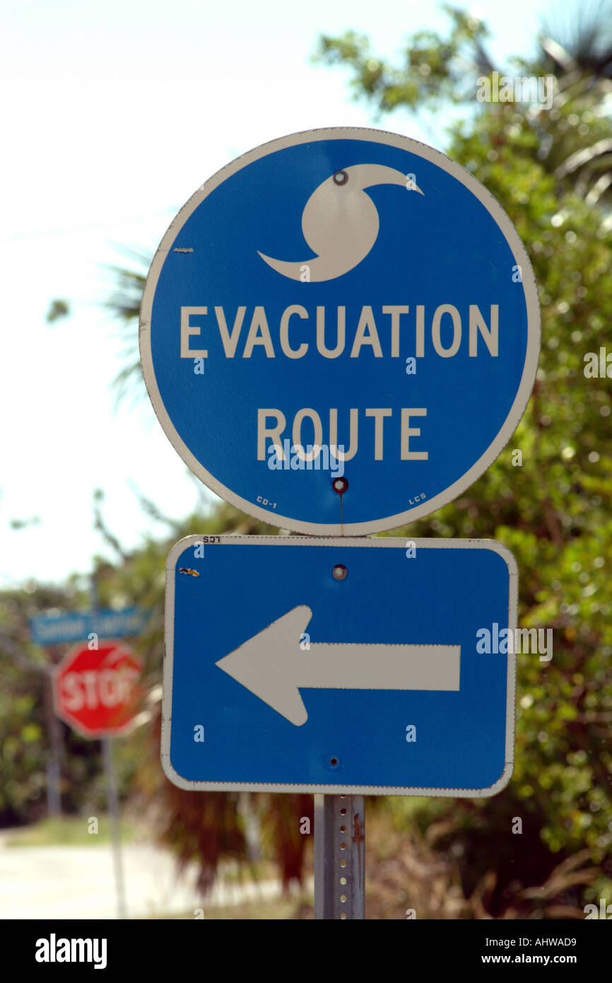 Evacuation Route road sign Florida fl USA Stock Photo