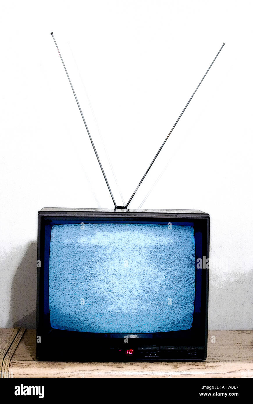 TV set with rabbit ears Stock Photo Alamy