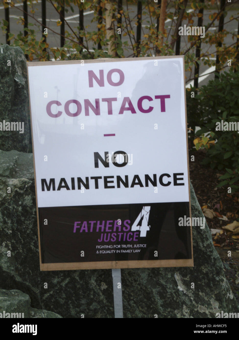 Fathers 4 Justice protester's placard Stock Photo