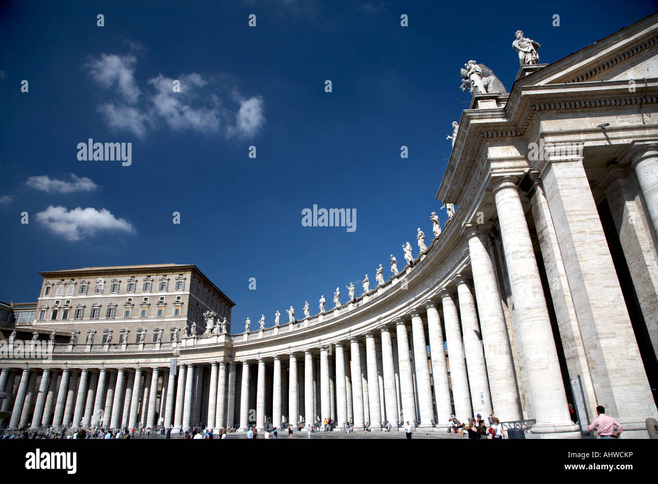 The Columns and papal apartments in St Peters Square Vatican City Rome Lazio Italy Stock Photo