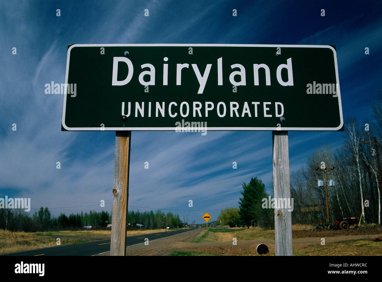 This is a road signs that says Dairyland Stock Photo Alamy