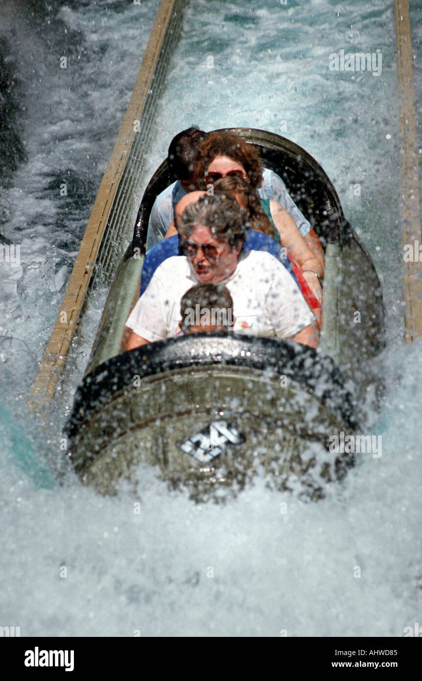 Family enjoys a water ride at Silver Dollar City Branson Missouri Stock ...