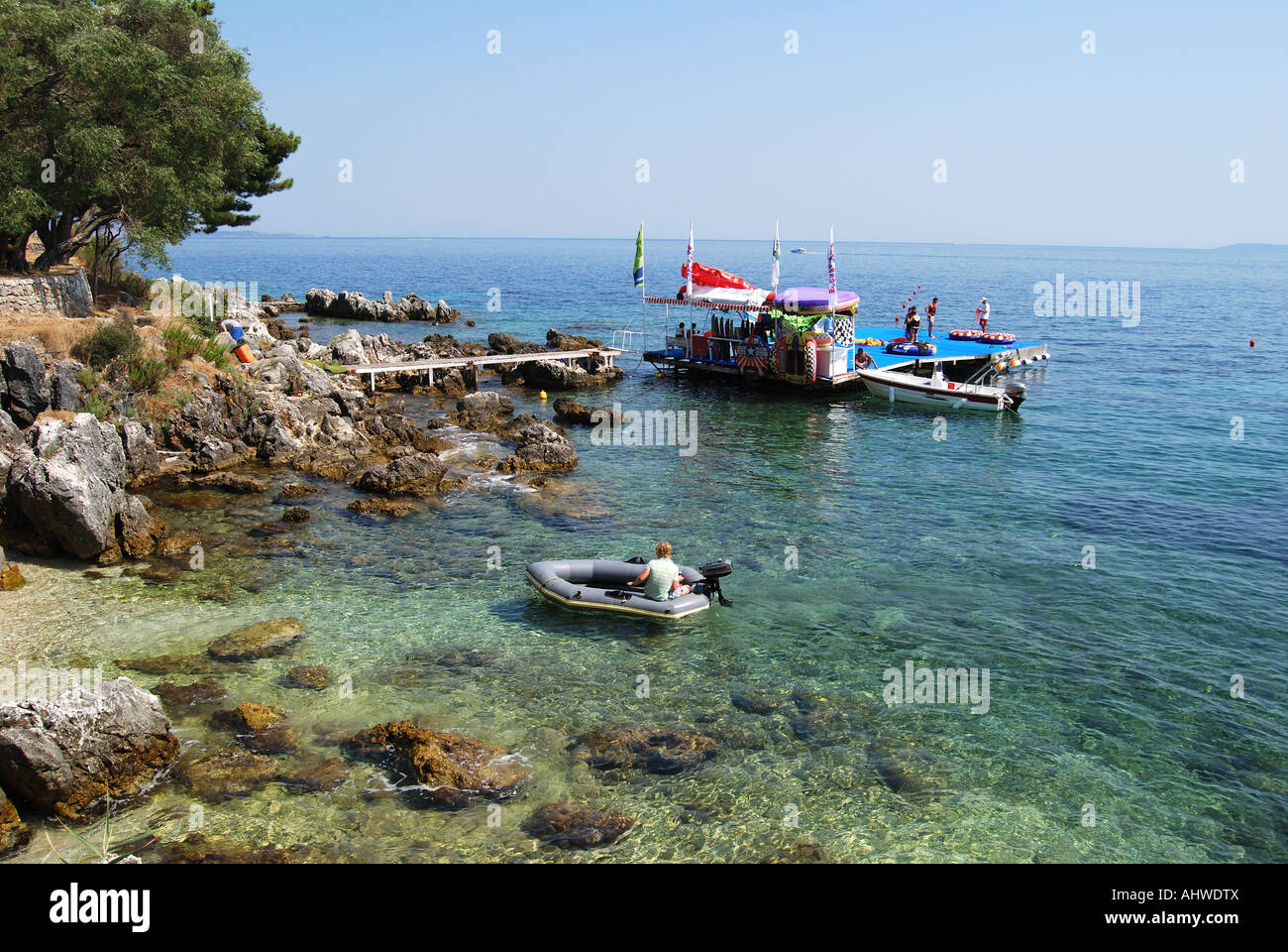 Nissaki beach cove, Nissaki, Corfu (Kerkyra), Ionian Islands, Greece Stock Photo