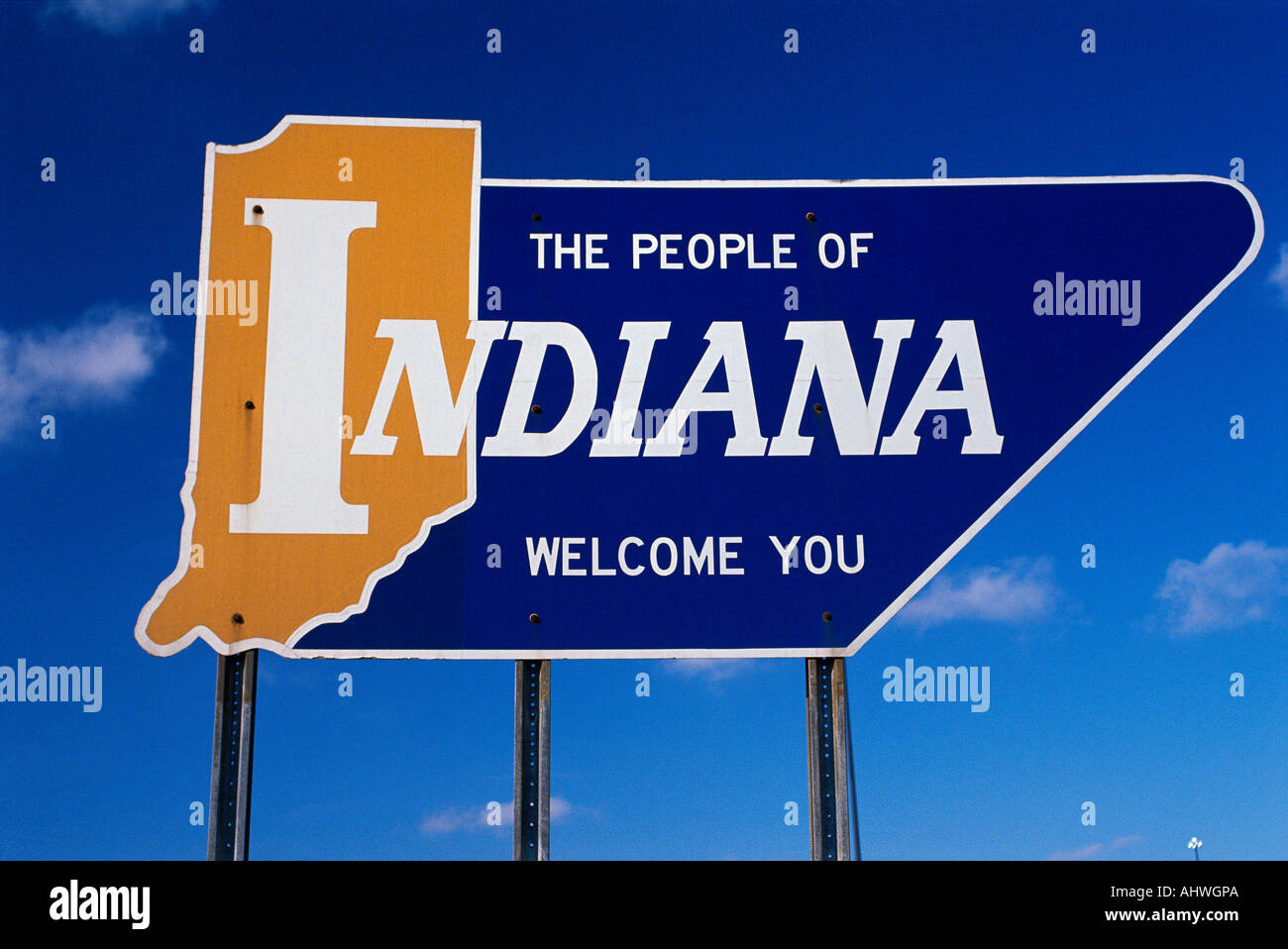 This is a road sign that says the people of Indiana you It is a