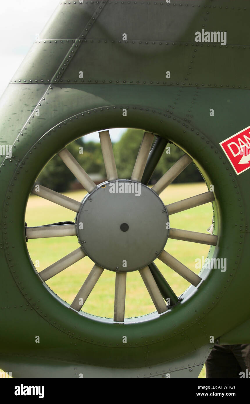 Close up of tail rotor of British Army Gazelle helicopter Stock Photo
