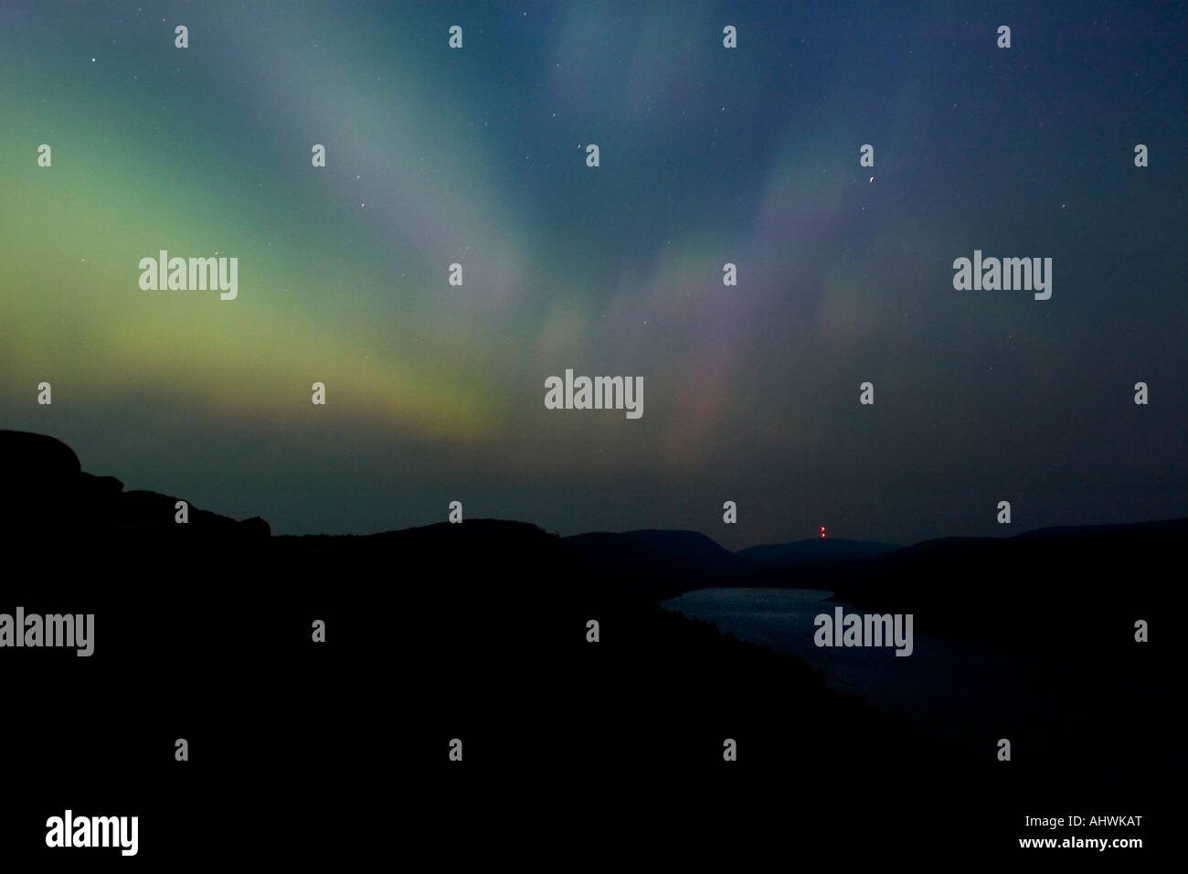 The Northern Lights or Aurora Borealis over Lake of the Clouds at ...