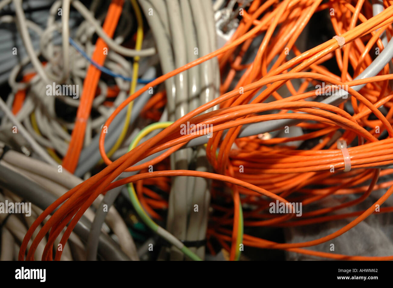 Pile of discarded cables to be recycled Stock Photo