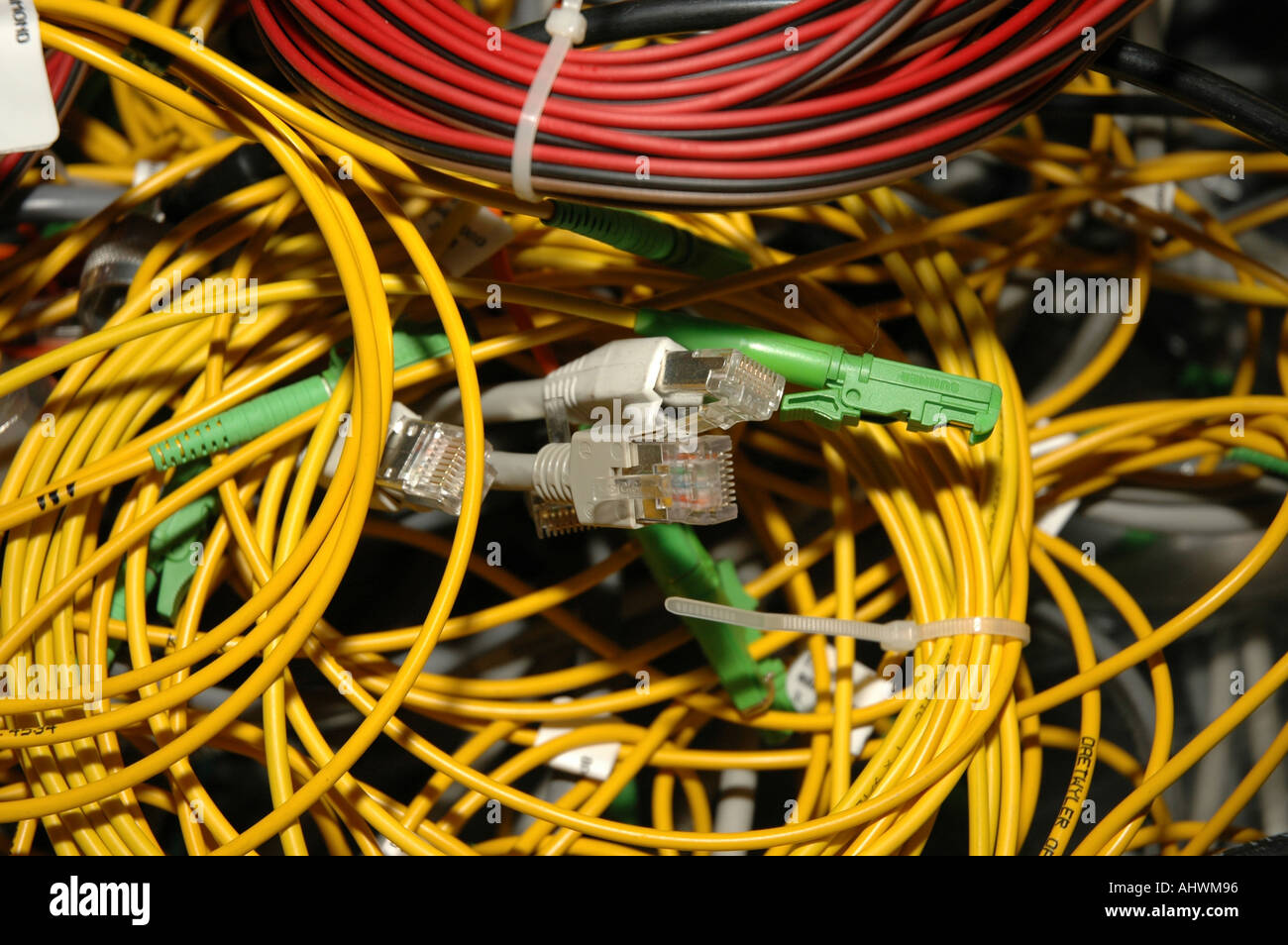 Pile of discarded cables to be recycled Stock Photo