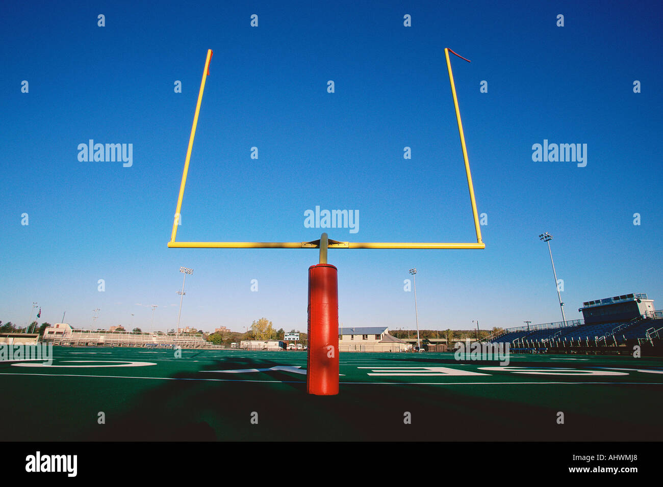 Goal posts on football field Stock Photo Alamy